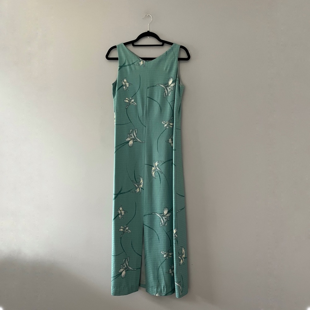Tommy Bahama blue floral print silk maxi dress size 10